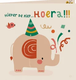 By-Bora-Karte mit Umschlag / Hurra-Elefant