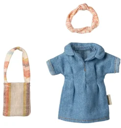 Maileg Bekleidungsset Mutter Maus / Jeanskleid + Tasche + Stirnband
