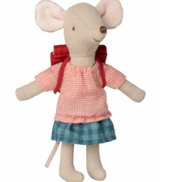 Maileg Big Sister Dreirad Maus mit roter Tasche