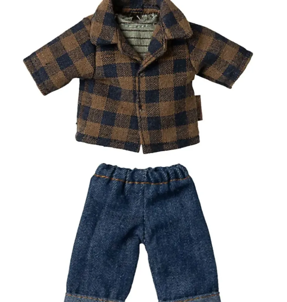 Maileg Kleidungsset Vater Maus / Kariertes Hemd und Jeans