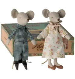 Maileg Opa und Oma Maus in einer Zigarrenschachtel