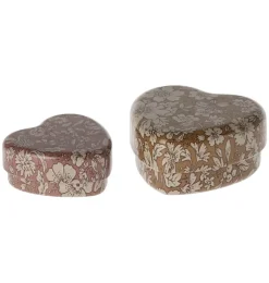 Maileg zwei Herzboxen mit Blumendruck