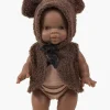 Minikane Ensemble Bonnet Orso et Gilet Bouclette Chocolat für Gordi Poppen