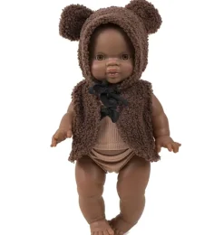 Minikane Ensemble Bonnet Orso et Gilet Bouclette Chocolat für Gordi Poppen