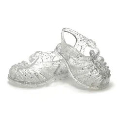 Minikane Plastiksandalen für Gordi-Puppen Silber mit Glitzer