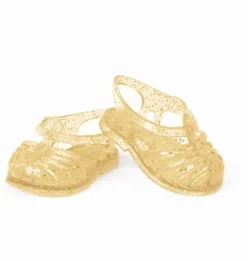 Minikane Plastiksandalen gold für Gordi-Puppen mit Glitzer