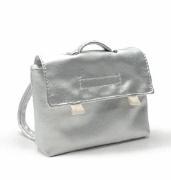 Minikane-Schultasche für die Gordi-Puppen / silbernes Kunstleder