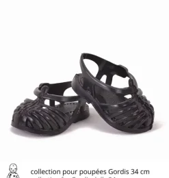 Minikane schwarze Plastiksandalen für Gordi Puppen / Strandschuhe