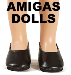 Schwarze Schuhe für die Amigas-Puppen