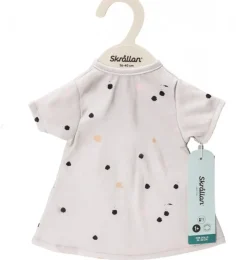 Skrållanisches graues Kleid mit Punkten für Puppen von 36 bis 40 cm