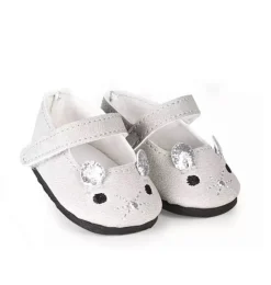 Skrållan silbergraue Puppenschuhe Mäuse / passend für Amigas-Puppen